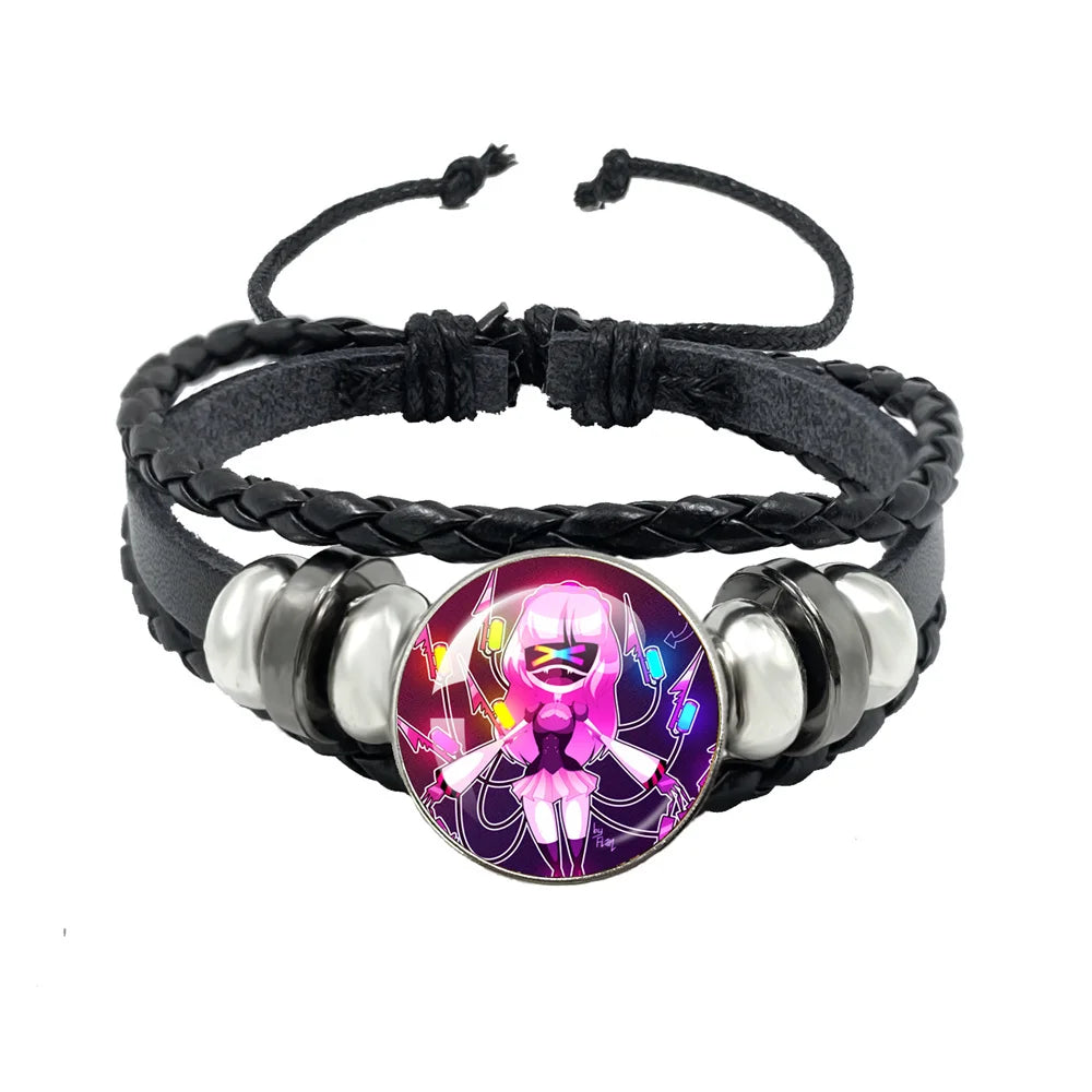 Murder Drone Uzi x N Cartoon Cabochon V Fan Art Armbänder Kunst verstellbares Lederseil Armband Armreifen handgefertigte Schmuckgeschenke