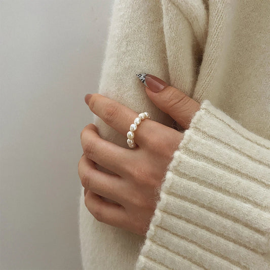 Mode Elegante Perlen Perle Ringe Imitation Perle Geometrische Ringe für Frauen Kontinuierliche Kreis Minimalistischen Ring 2022 Neue