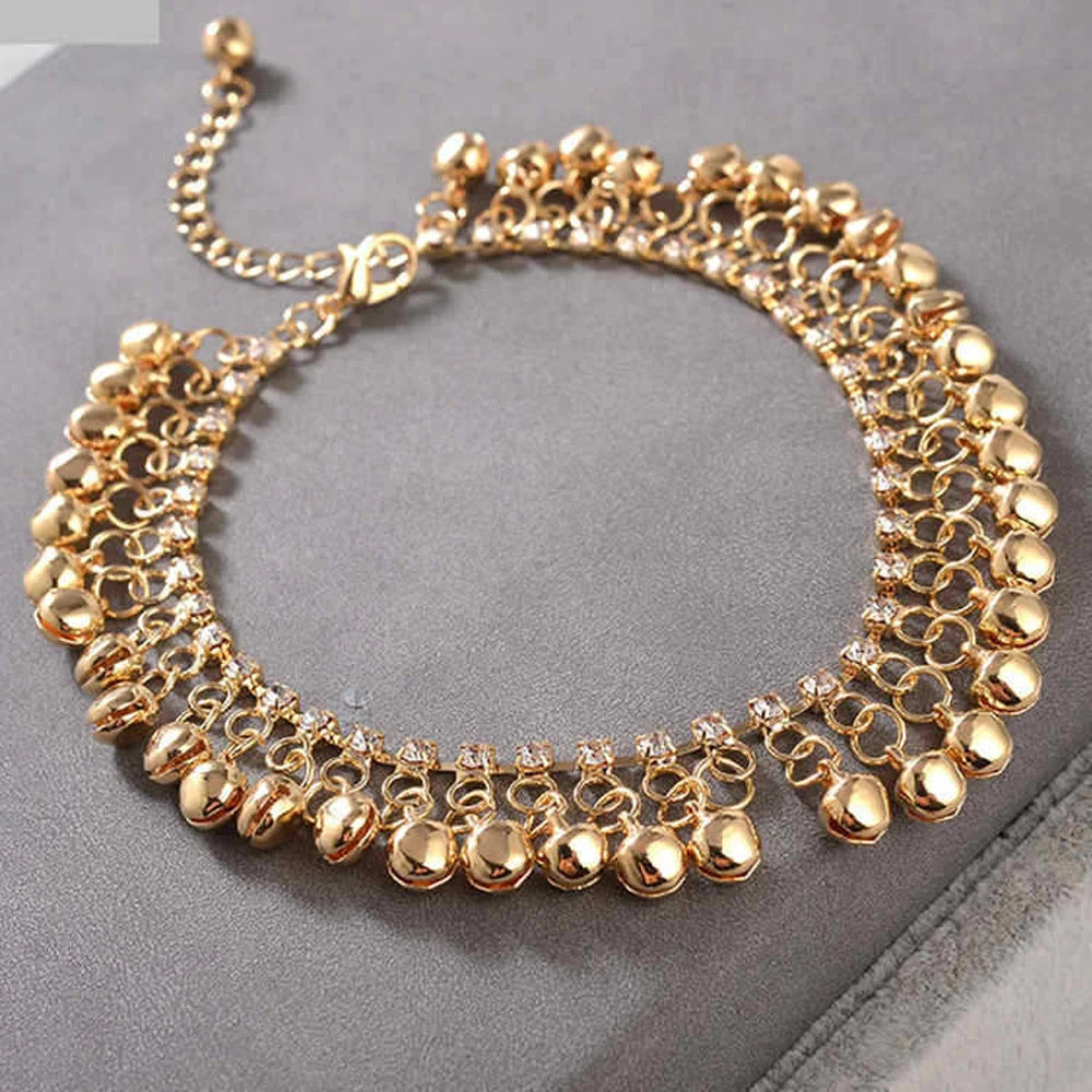 Mode Boho Sommer Strand Party Fußkettchen für Frauen Kristall Glocken Quaste Böhmischen Indischen Bauchtanz Knöchel Armband Sexy Schmuck