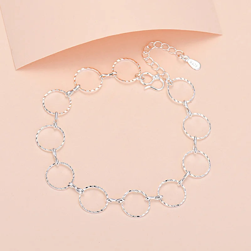 Charm-Armband aus 925er-Sterlingsilber mit Glücksperlen für Damen, Kette, runde Armreifen, modischer Luxus-Qualitätsschmuck, Weihnachtsaccessoires