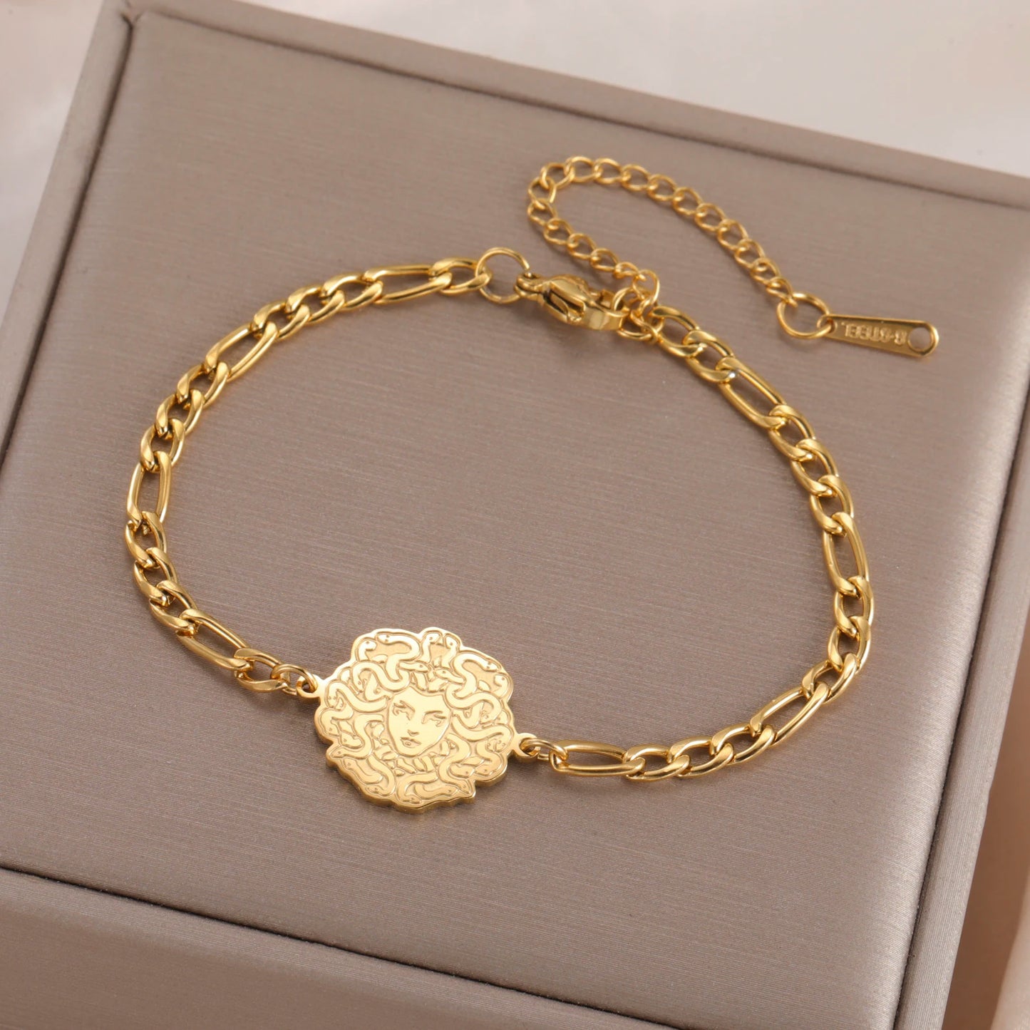 Hipee Medusa Armband für Herren, Damen, Kinder, Edelstahl-Anhänger, Armband, Schmuck
