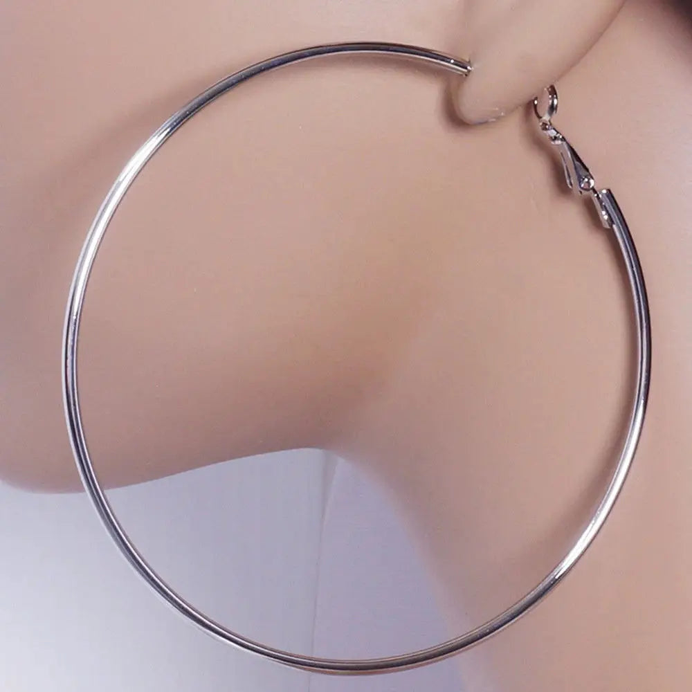 8/10mm Große Kreis Creolen Silber Farbe für Frauen Runde Große Kreis Ohrringe Hoops Ohr Ringe Party Club schmuck Geschenke