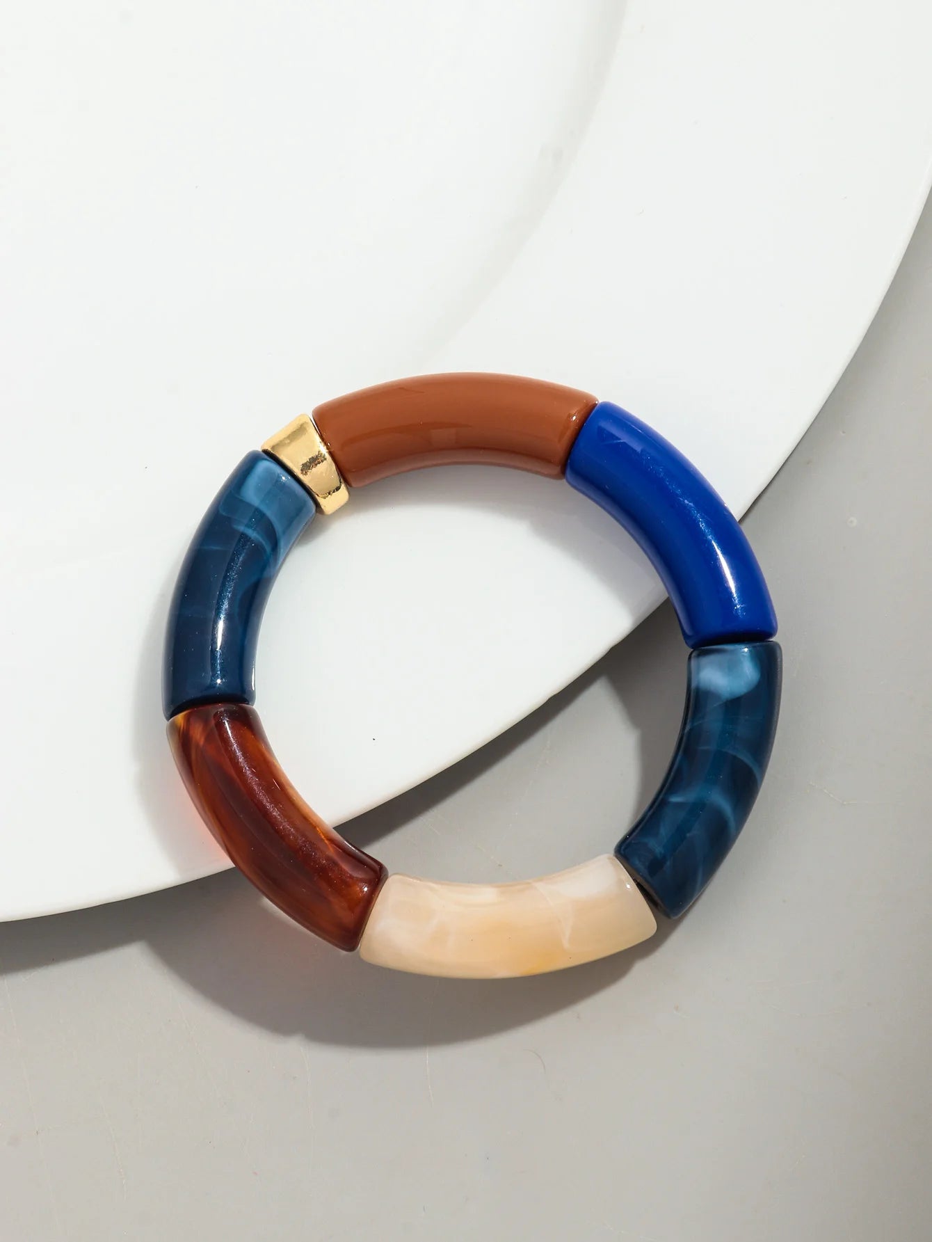 Bohomia Acryl-Design-Stil, klobiges Bambus-Stapelarmband für Damen, Boho, elastisch, bunt, Röhrenperlen, Armbänder 2024, Schmuck