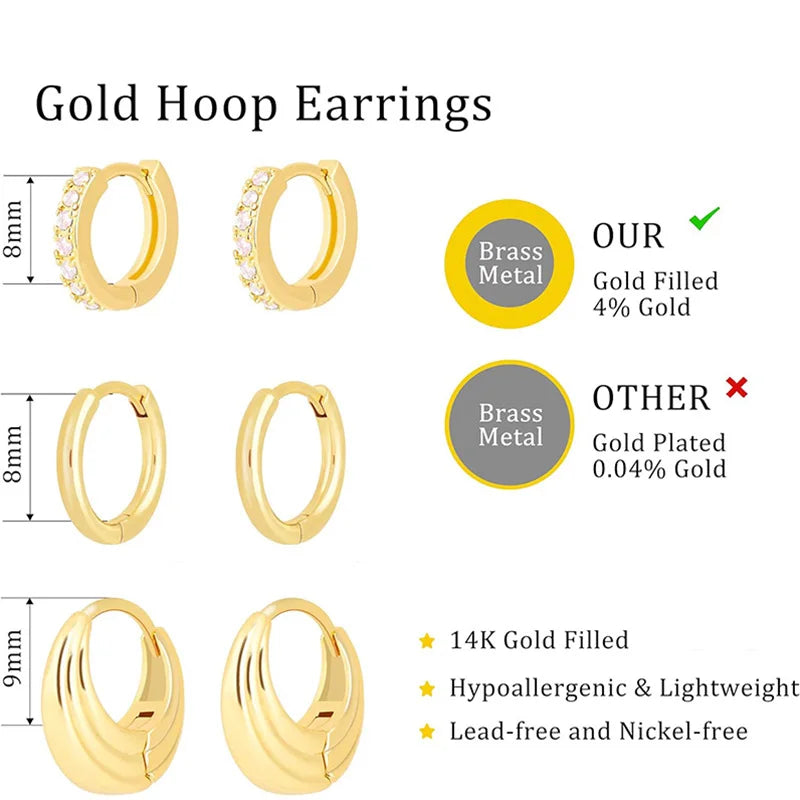 6 teile/satz Edelstahl Minimalistischen Creolen für Frauen Kristall Zirkonia Huggie Kreis Punk Ohrringe Piercing Schmuck Trendy