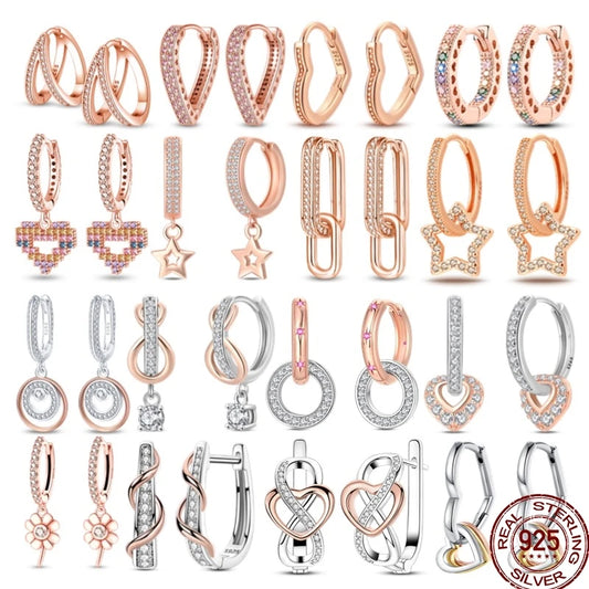 Ohrnadel aus 925er-Sterlingsilber, minimalistisch, gedreht, rund, Gold, Creolen, modisch, Zirkon, Ohrschnalle, Hochzeit, Damenschmuck, Geschenk