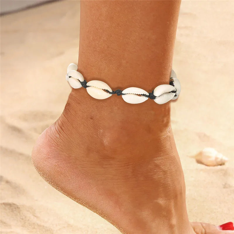Modyle Vintage Silber Farbe Perlen Seestern Fußkettchen Für Frauen Handgemachte Perlen Knöchel Armband Sommer Strand Fuß Schmuck