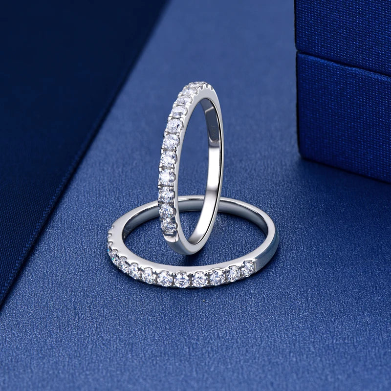 OXTAO Half Eternity Moissanit Brautring Echt 100 % 925 Sterling Silber Luxus Weibliche Ringe Ehering Schmuck GRA Zertifiziert