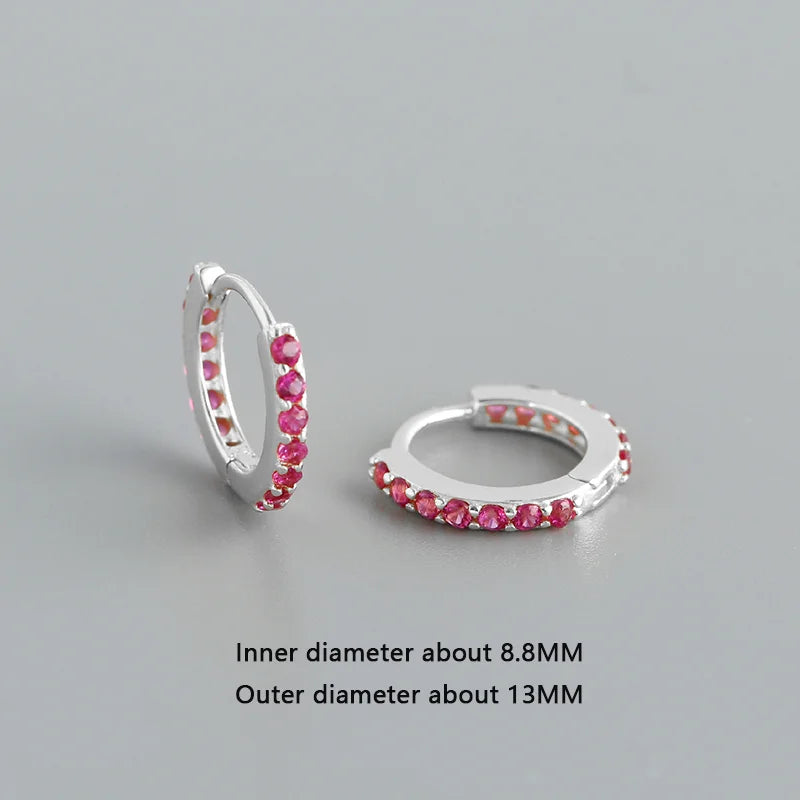 WANTME 925 Sterling Silber Einfache Farbe Zirkon Huggies 8,8mm Ohr Creolen für Frauen Mode Überzogene 18 k Gold Charms schmuck