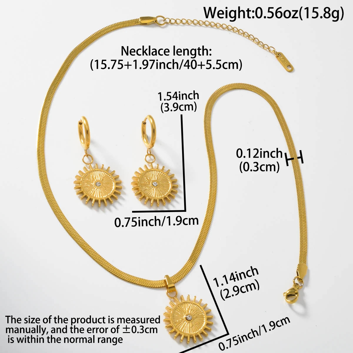 Trend Mond Sterne Hohl Anhänger Edelstahl Halskette Ohrringe Set Für Frauen Fashion Party 18K Gold-Überzogene Schmuck Set geschenk