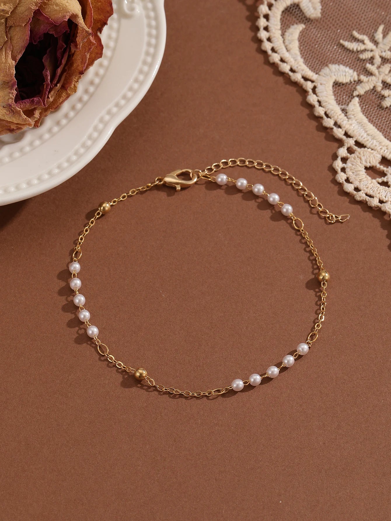 Handgemachte Imitation Perle Fußkettchen Frauen Knöchel Armband Strand Barfuß Sandale Fußkettchen Kette Fuß Schmuck