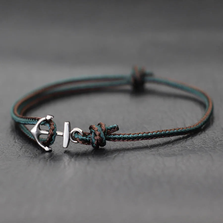 Neue Männer Anker Armband Ethnischen Stil Feines Seil Edelstahl Armband Handgemachte Einstellbare Pulsera Viking Strand Surfen Schmuck