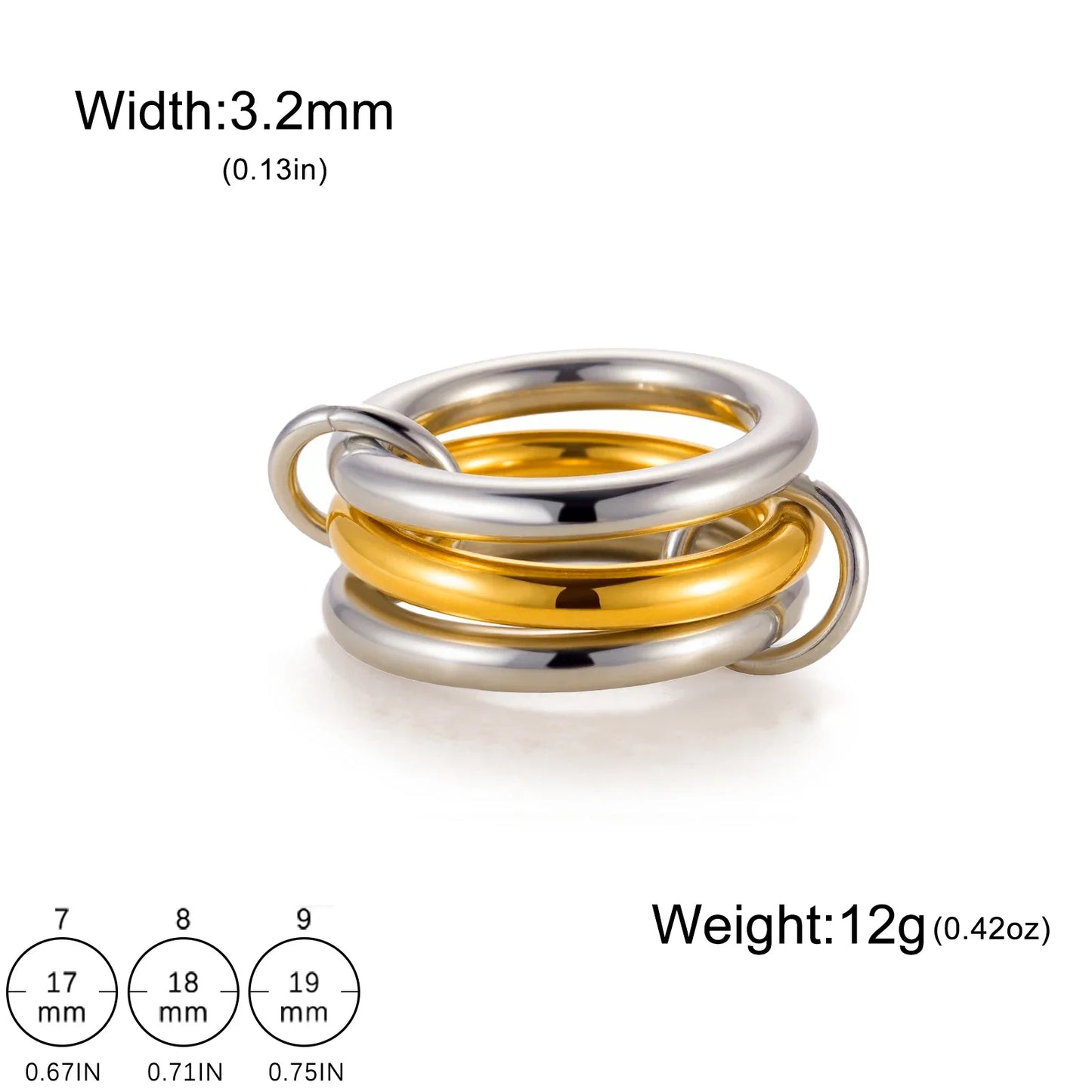 Teamer Frauen Mehrere Schichten Ringe Edelstahl Gold Farbe Klar Zirkon Finger Ring Minimalistischen Mode Schmuck Geschenk Großhandel