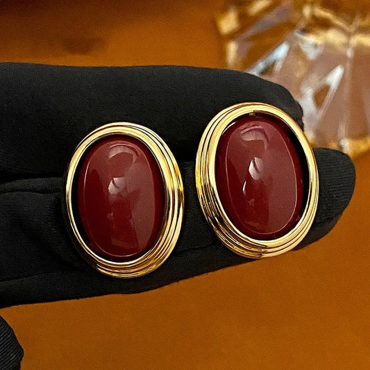 Französische Vintage-Ohrringe mit eleganten ovalen Creolen, High-End-Feeling, leichtes Luxus-Design, Sensibilität, Damenschmuck