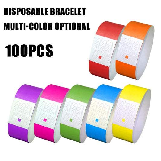 100pcs reißfestes wasserdichtes Papier armband Party papier Armband mehrfarbiges Event Ticket Armbänder Identifikation sband