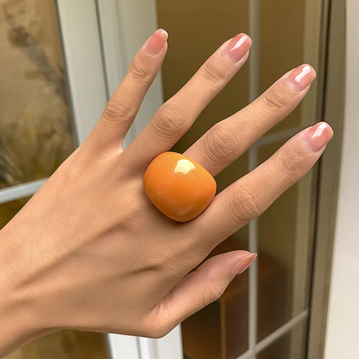 Persönlichkeit Candy Farbe Große Ringe Acryl Geometrische Chunky Ring Mode Frauen Charme Bunte Regenbogen Harz Knuckle Finger Ringe
