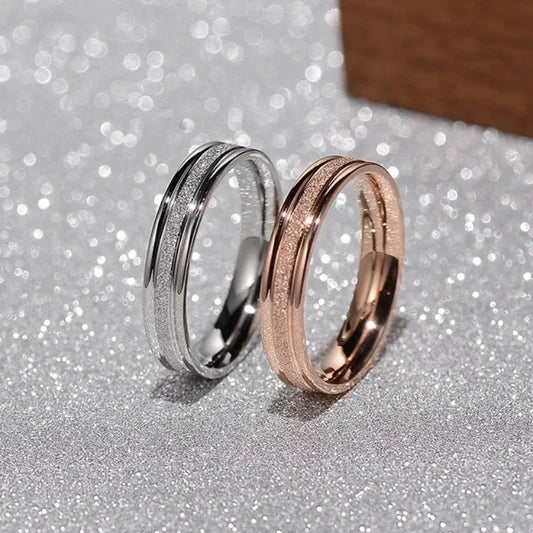 Trendy Ringe Edelstahl Luxus Mode Titan Rose Gold Farbe Matt Ring Exquisite Frauen Männer Schmuck Hochzeit Geschenk Heißer