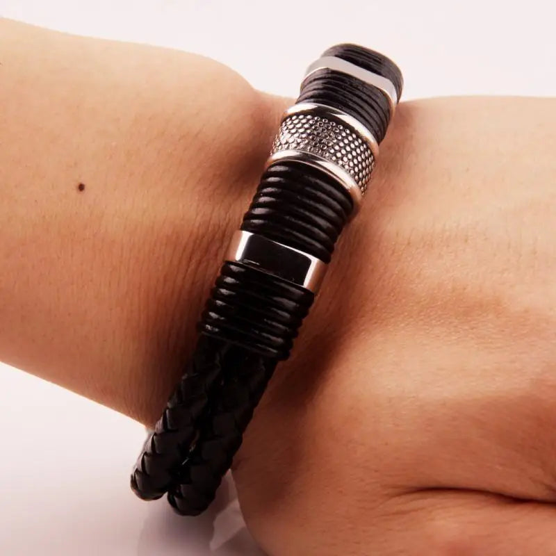 Modisches Perlenarmband aus gewebtem Leder, bezauberndes Herrenarmband, Hip-Hop-Punk-Schmuck, Accessoires, Party-Geschenk, Armreifen für Frauen