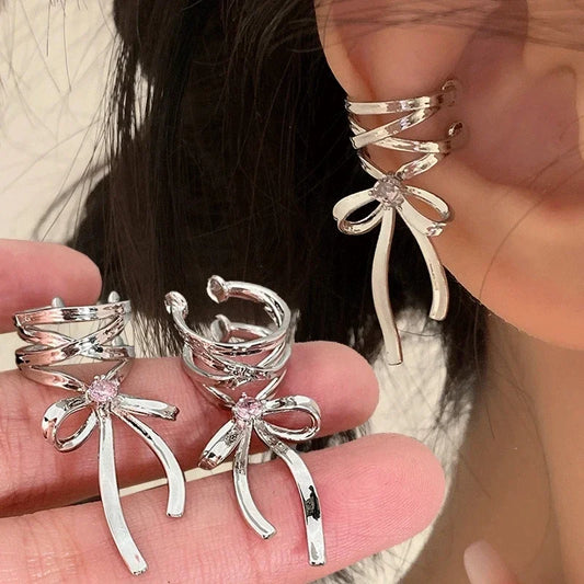 Rosa Schmetterling Ohr manschette Ohrringe für Frauen Mädchen Mode Bowknot keine Piercing Clips Ohrring gefälschte Piercing Ballett Clip auf Schmuck