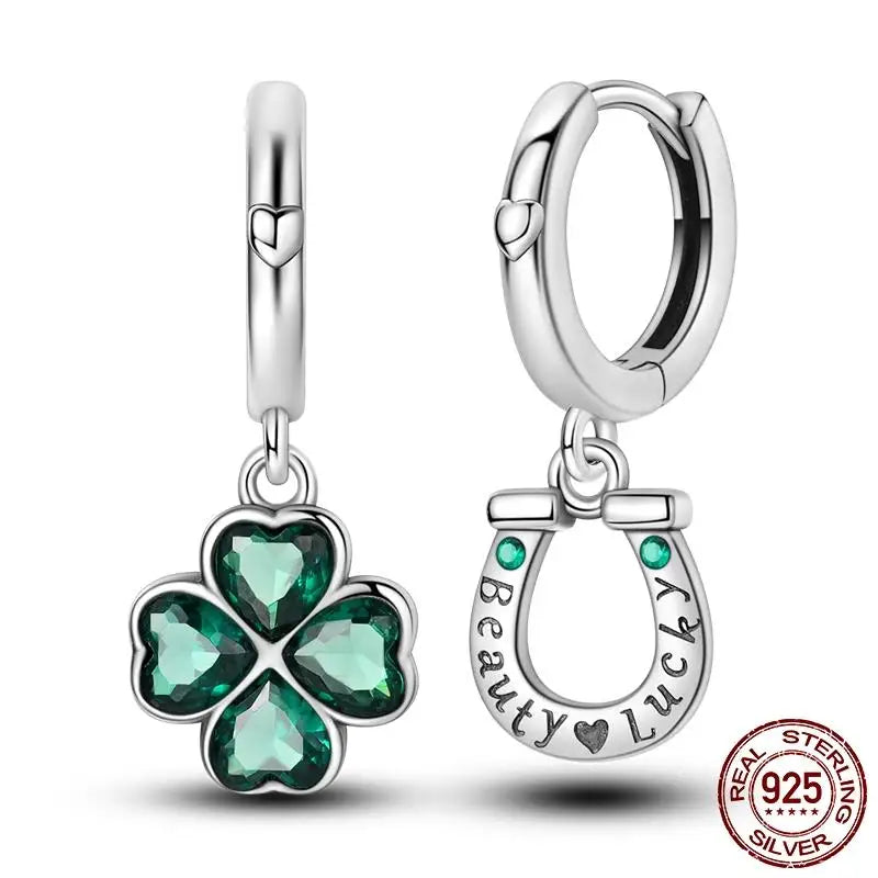 Leuchtende Muschel-Ohrringe für Damen, Original-Ohrringe aus 925er-Sterlingsilber, Pavé-CZ-Stern, Mond, Creolen, Verlobung, Hochzeit, Schmuck