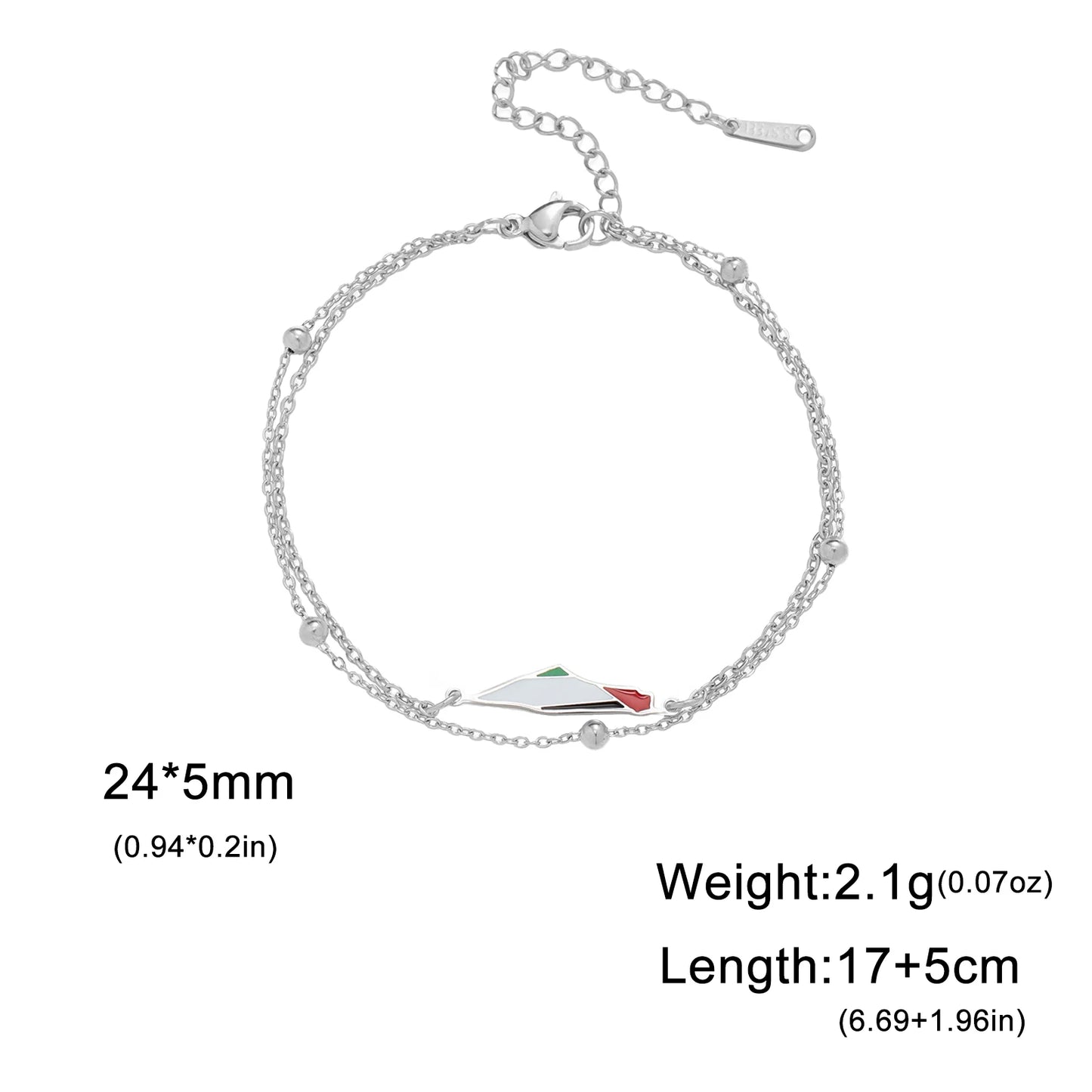 COOLTIME Palästina Karte Charme Frauen Armbänder Edelstahl Einstellbare Doppel Schicht Männer Geographie Armband schmuck Großhandel