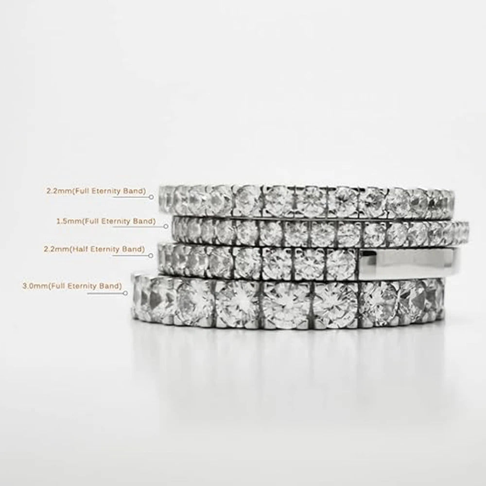 OXTAO Half Eternity Moissanit Brautring Echt 100 % 925 Sterling Silber Luxus Weibliche Ringe Ehering Schmuck GRA Zertifiziert
