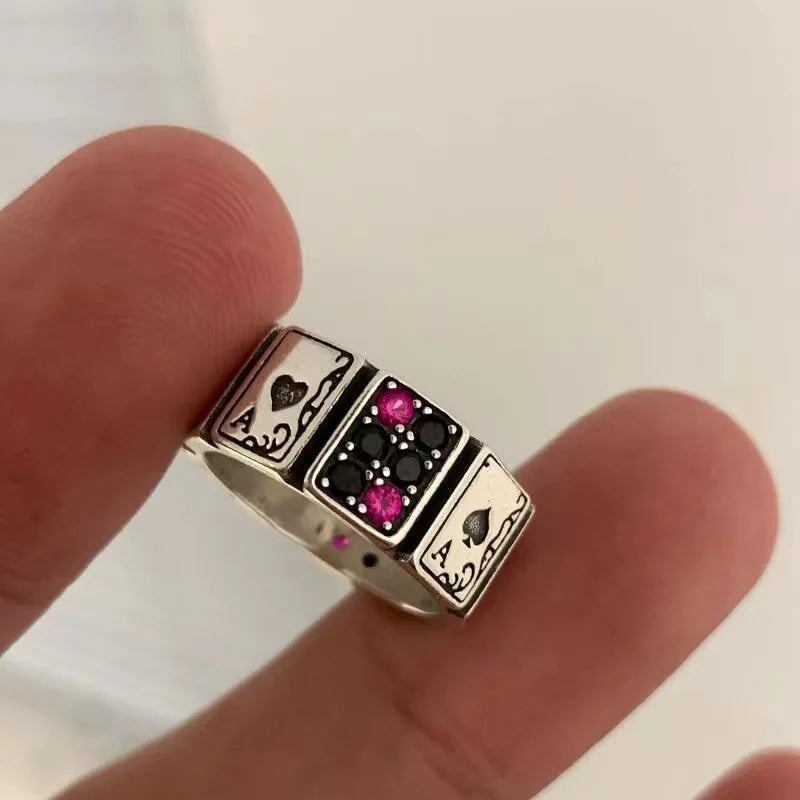 Mode Öffnung Ringe für Frauen Männer Spielkarte Finger Edelstahl Glück Poker Ring Party Mode Schmuck Geschenke Zubehör