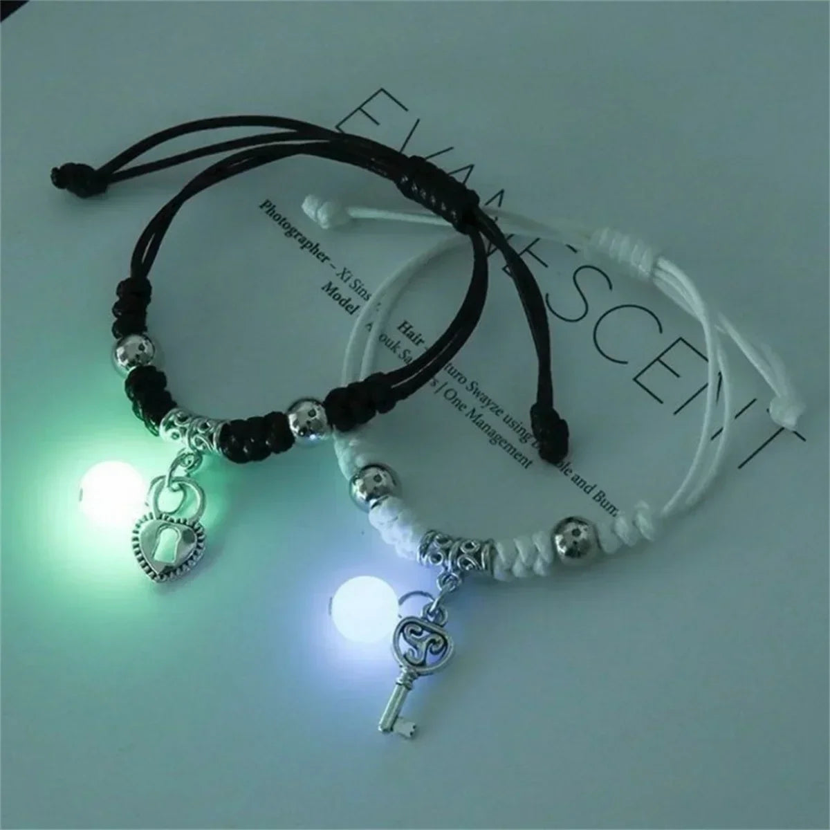 Mode Leuchtende Perlen Stern Paar Armband Für Frauen Männer Charming Blume Herz Key Lock Kreuz Passenden Freund Armband Schmuck