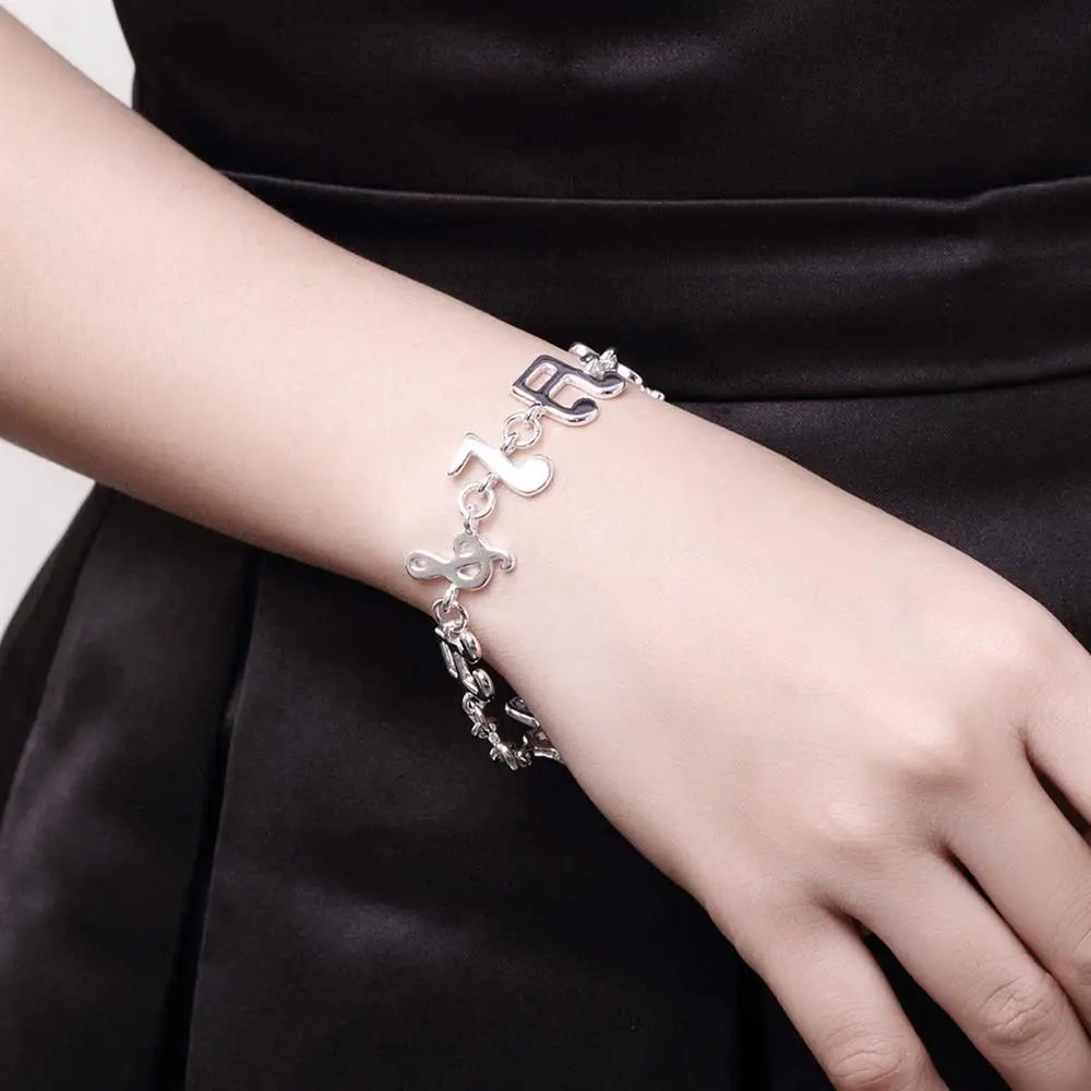 Heiße feine Musiknotenkette aus 925er-Sterlingsilber, Armbänder für Frauen, Hochzeit, Party, Studentin, Weihnachtsgeschenke, Modeschmuck