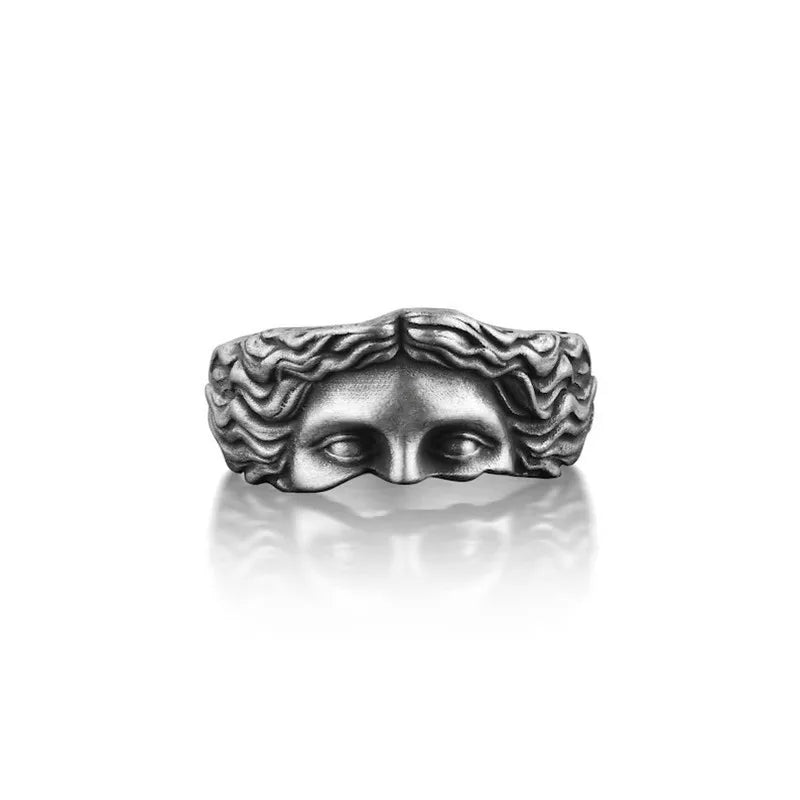 Ringe für Männer, kreativer Venus-Maskenring, Retro-Thai-Silber-Relief mit verstellbarem Öffnungsring, Geständnisgeschenk