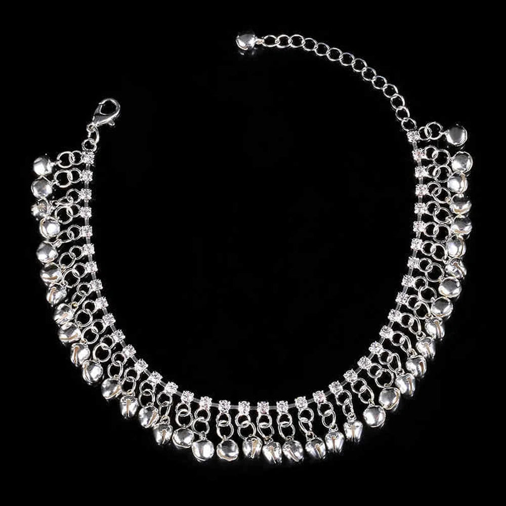 Mode Boho Sommer Strand Party Fußkettchen für Frauen Kristall Glocken Quaste Böhmischen Indischen Bauchtanz Knöchel Armband Sexy Schmuck