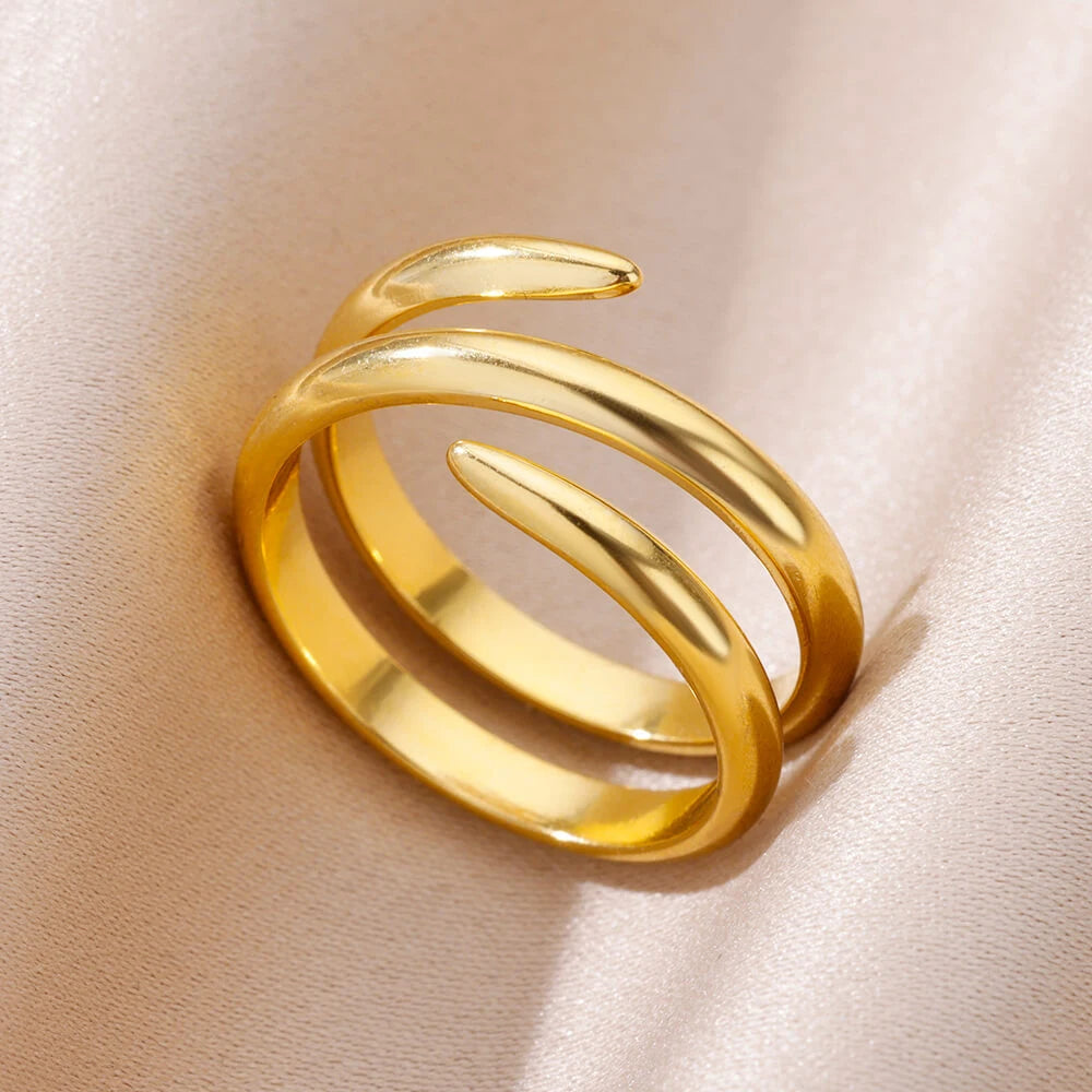 Edelstahl Ringe Für Frauen Männer Gold Farbe Hohl Weit Offenen Ring Weiblich Männlich Mode Hochzeit Party Finger Schmuck Geschenk 2024