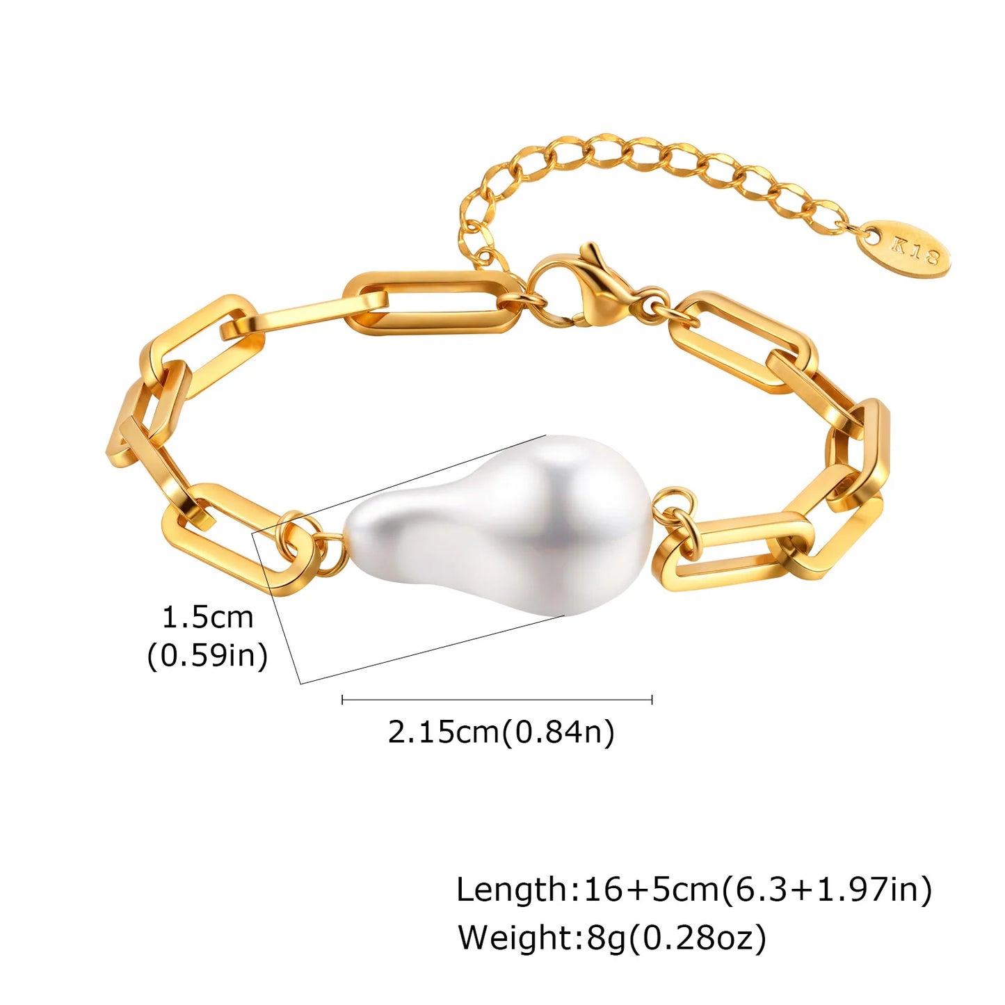 Vnox Original Design Helle Perle Armband Für Frauen Hochzeit Schmuck Elegante Edelstahl Kette Armband Modernen Trendigen Stil