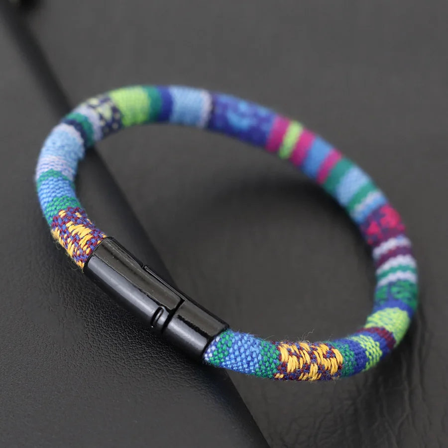 Bohemian Seil Armband Für Männer Doppel Versicherung Schnalle 6mm Stoff Armband Strand Surfen Casual Zubehör Wrap Pulseria Hombre