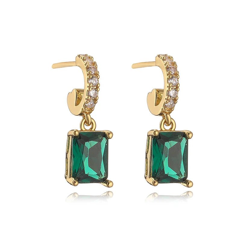 Hecheng, Schmuck Set Frauen Halskette Ohrringe Armband Ring Stud Hoop Tennis Halsreif grünen Stein Herz Hochzeits feier Luxus