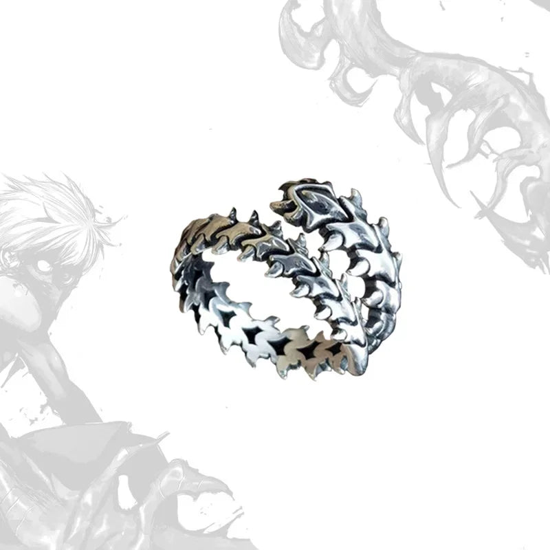 Vintage Gothic Kiel Wirbelsäule Ringe Für Frauen Männer Antike Silber Übertreibung Tausendfüßler Offenen Ring Hip Hop Schmuck Y2K Mode Ringe