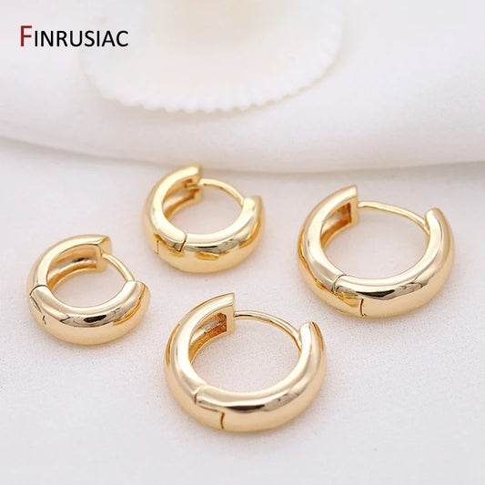 Neue trendige echte vergoldete runde Creolen für Frauen Mädchen Damen große Creolen Gold Kreis Ring Ohrringe Party Geschenk