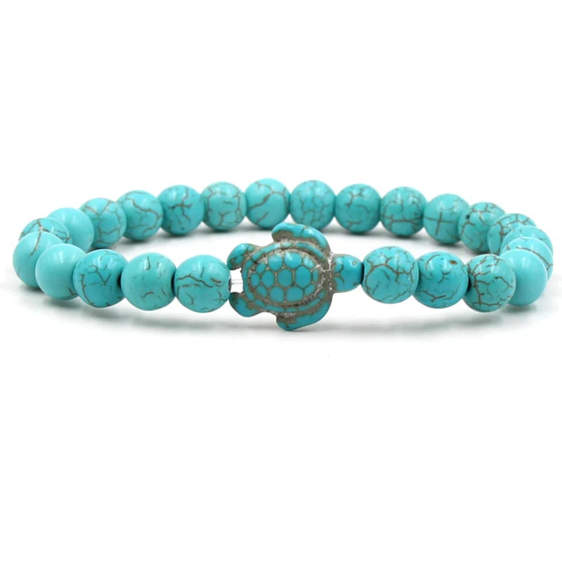 Neue Meeresschildkröte Perlen Armbänder Für Frauen Männer Klassische 14 Farben Naturstein Elastische Freundschaft Armband Strand Schmuck Geschenke