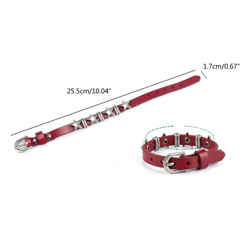 Goth Vintage Stern Leder Legierung Armbänder Für Frauen Männer Gothic Retro Paar Armband Rock Party Schmuck Zubehör-Dekor