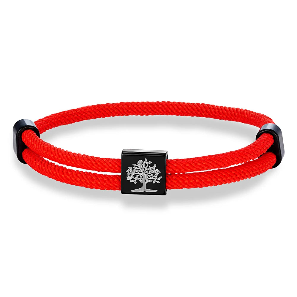 MKENDN Handgefertigtes marineblaues geflochtenes Seilarmband aus Edelstahl. Der Baum des Lebens, quadratische Armbänder für Männer und Frauen, Paarschmuck