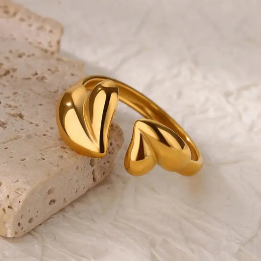 Unregelmäßige Herz Design Edelstahl Offene Ringe Für Frauen Gold Farbe Hochzeit Ästhetischen Ring Schmuck Zubehör Weihnachten Geschenk