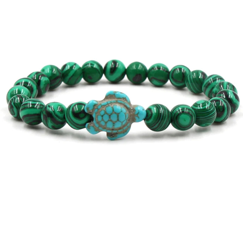 Neue Meeresschildkröte Perlen Armbänder Für Frauen Männer Klassische 14 Farben Naturstein Elastische Freundschaft Armband Strand Schmuck Geschenke