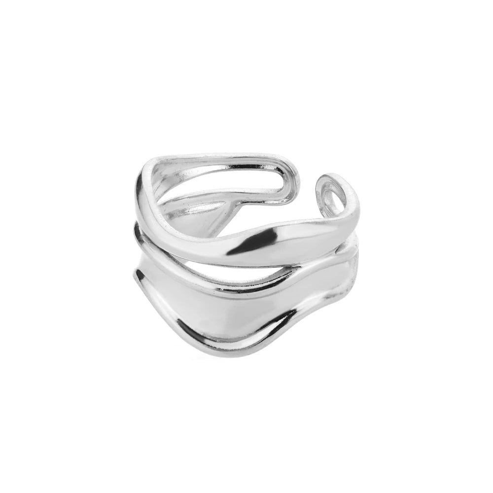 Edelstahl Ringe für Frauen Wasserdicht Offene Gold Farbe Ring Hochzeit Paar Band Schmuck Geschenke Kostenloser Versand Artikel anillos