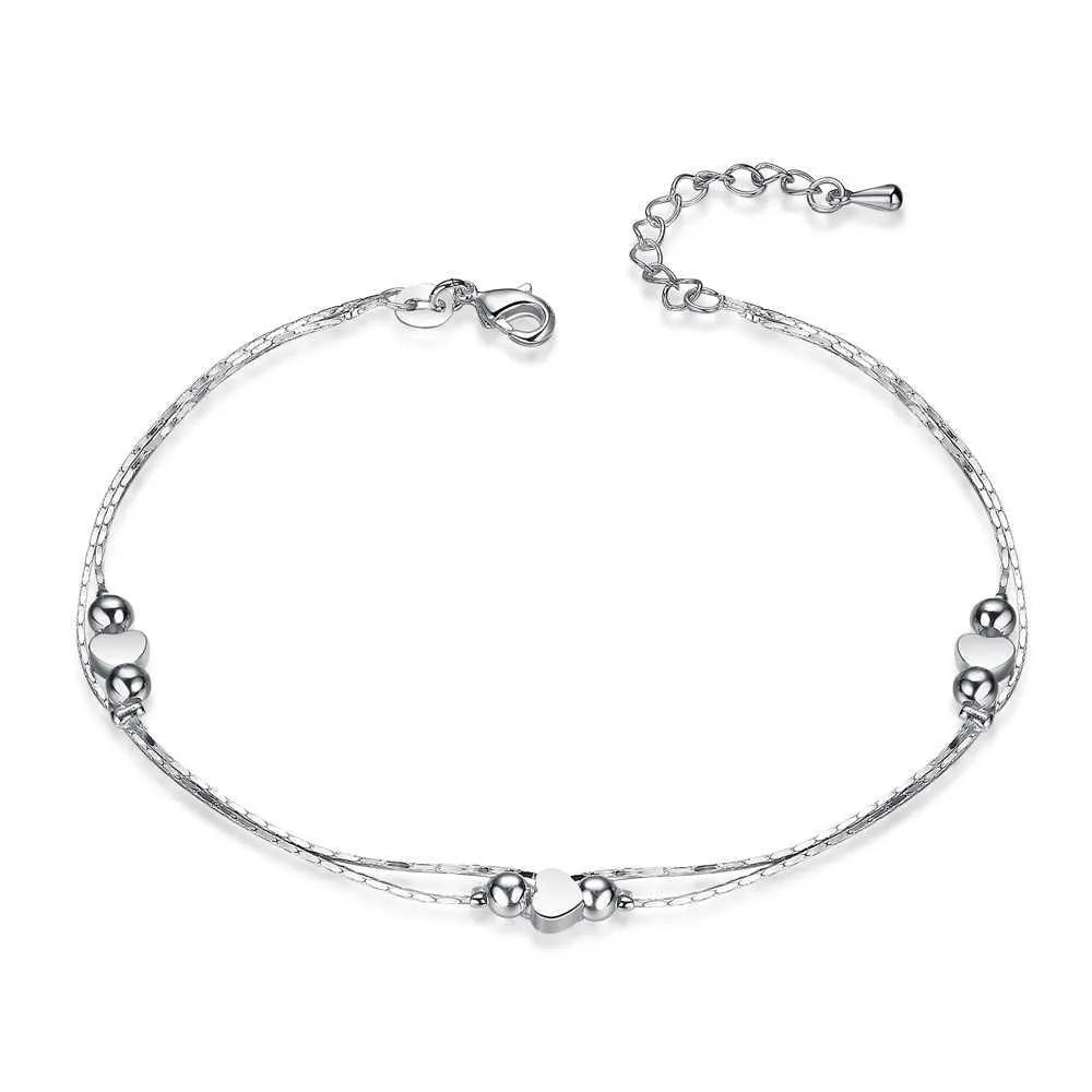 Herzförmige Fußkette Fußkettchen Armbänder 925er Sterlingsilber Modeschmuck für Frauen Großhandel