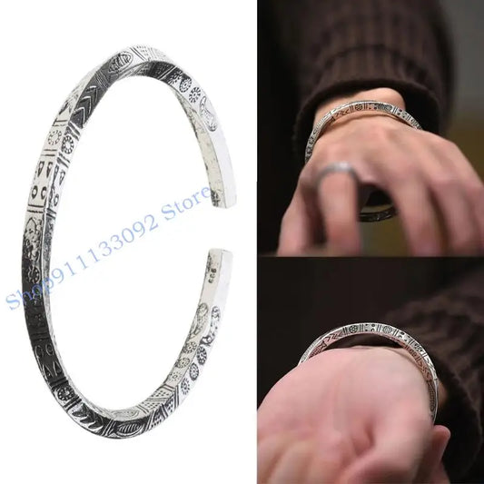 H9ED Viking-Bracelet für Männer Schutz Amulett Mobius Manschette Armreifen Geburtstag Geschenk