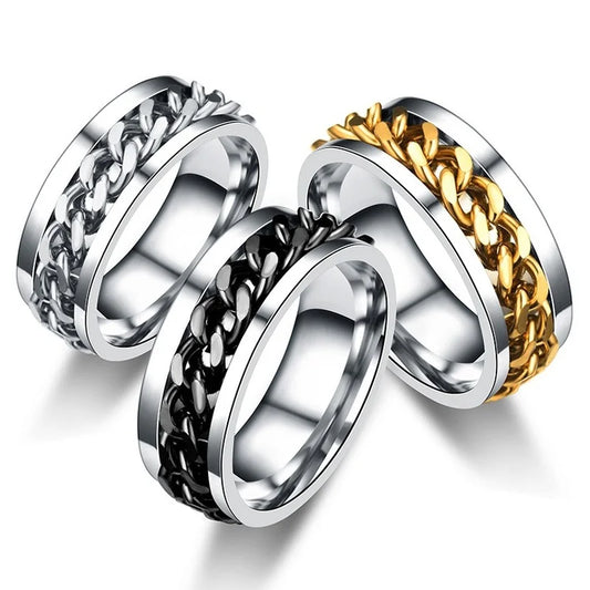 Drehbare Kettenringe aus Titanstahl für Damen und Herren, Spinnerring, Dekompression, multifunktionaler Kettenring, Flaschenöffnerring, Geschenk