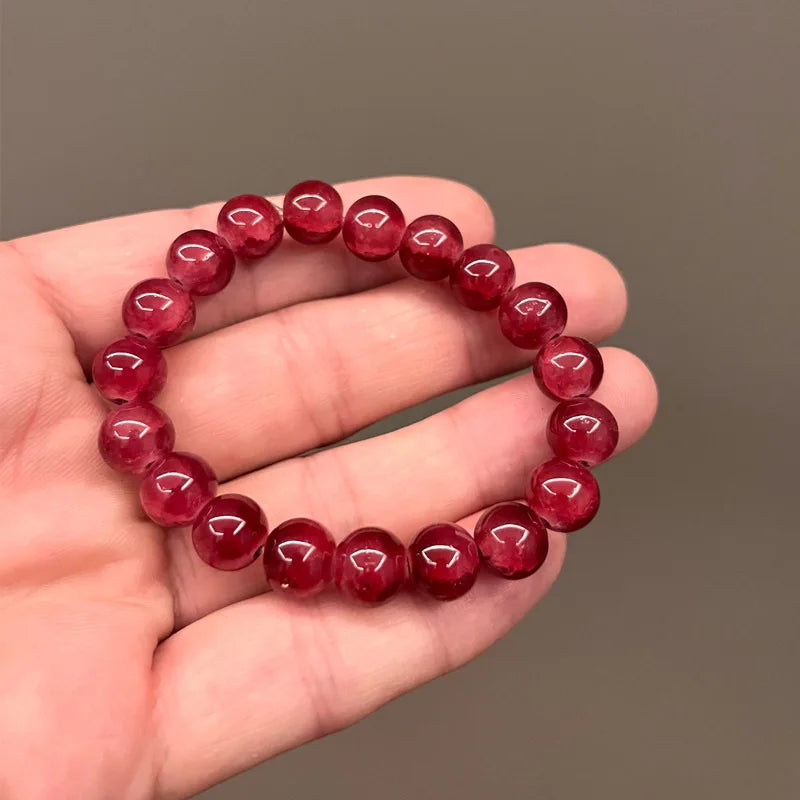 Mode Rosa Kristall Quarz Naturstein Armband Elastische Reiki Healing Energie Strang Armreifen Schmuck Perlen Liebhaber Frau Geschenk
