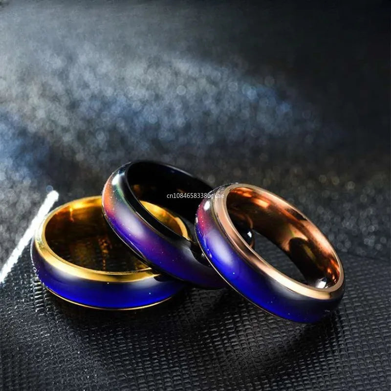 1 stücke Edelstahl Stimmung Ring Ändern Farbe Ringe Emotion Gefühl Temperatur Ring für Frauen Männer Paare Ringe Mode Schmuck