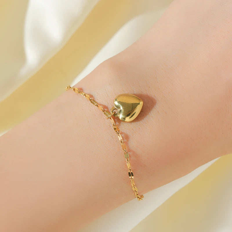 EILIECK 316L Edelstahl Herz Liebe Halskette Armbänder Ohrringe Set Für Frauen Neue Trendy 18K Gold Überzogene Wasserdichte Schmuck