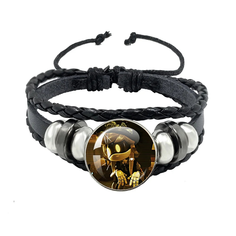 Murder Drone Uzi x N Cartoon Cabochon V Fan Art Armbänder Kunst verstellbares Lederseil Armband Armreifen handgefertigte Schmuckgeschenke