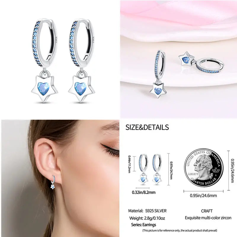 2024 Hotsale Ohrringe aus 925er-Sterlingsilber, Creolen mit Pavé-CZ-U-Form, Zirkon für Frauen, funkelnd, mit Größe, Modellanzeige